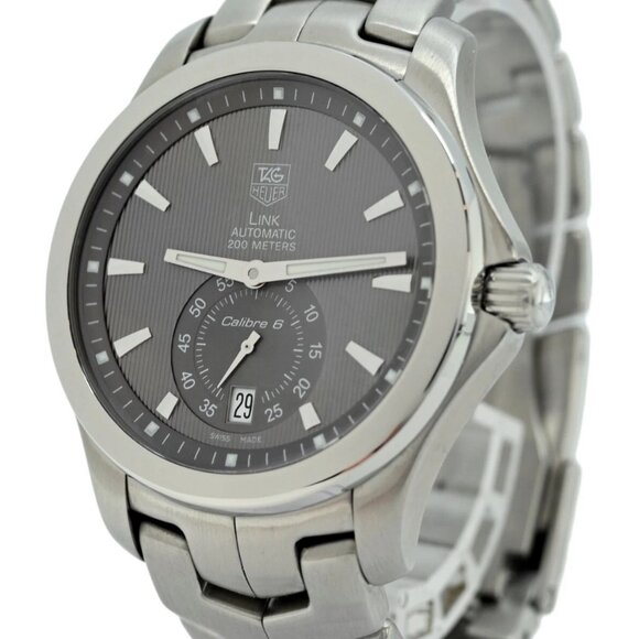 Tag Heuer 39mm Men's Automatic Link Rare Gray Pinstripe Dial SS Watch! WJF211G! - Picture 3 of 9